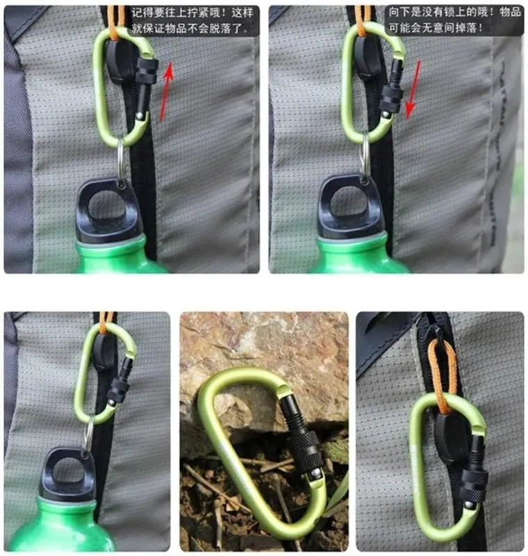 5PCS Keys Keychain Set Aluminum Alloy Camping Survival Buckle Multi Tool Key Holder Carabiner