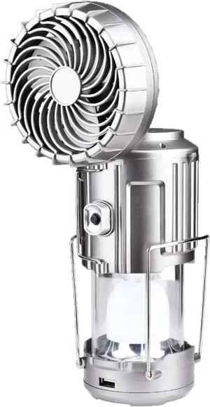 6 in 1 Portable Outdoor LED Camping Lantern with Fan, Waterproof Multi-Function Lanterns, USB Rechargeable Personal Fan,for Hiking Camping Hunting Fishing (Silver)
