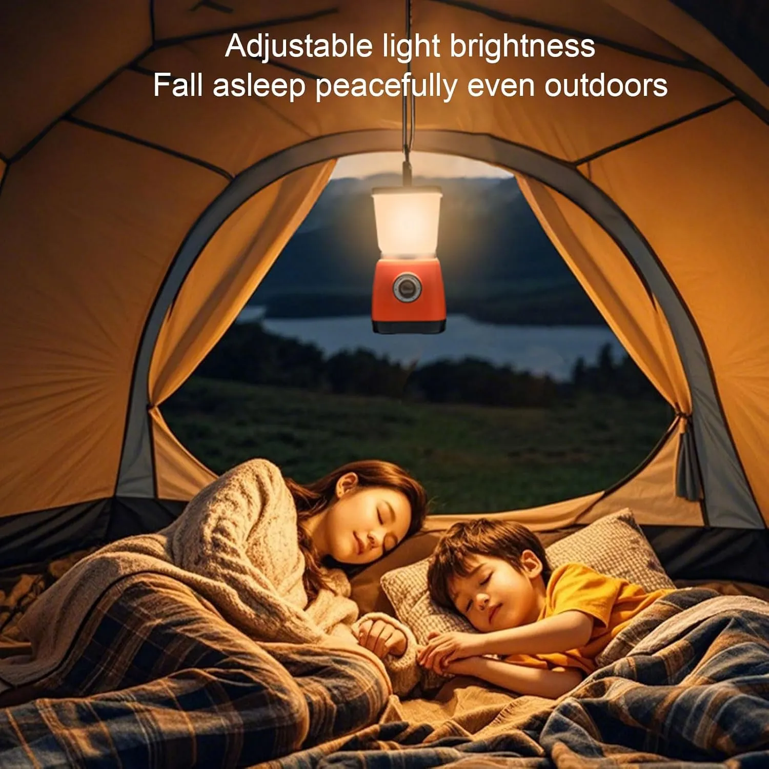 6000mAh Hand Crank Solar Camping Lantern,Rechargeable LED Tent Light,22H Running Time,USB Charger,Portable Camp Lamp for Outdoor,Emergency (Orange)