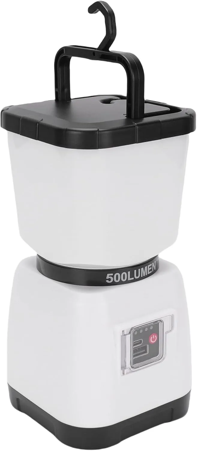 6000mAh Hand Crank Solar Camping Lantern,Rechargeable LED Tent Light,22H Running Time,USB Charger,Portable Camp Lamp for Outdoor,Emergency (White)