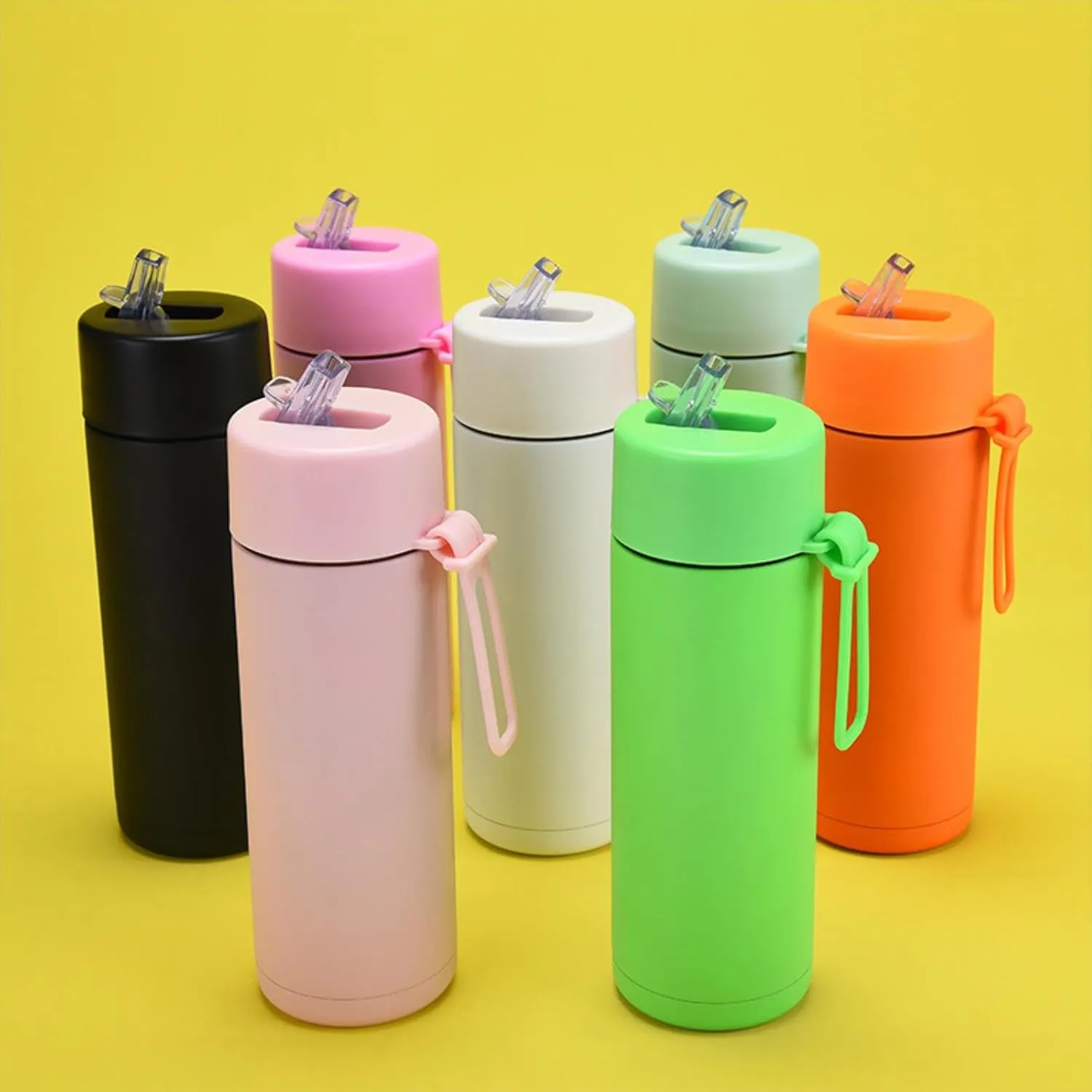 650ml/22oz Portable Silicone Handle Sports Kettle American Large Mouth Stainless Steel Insulated Cup-Light green