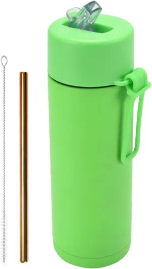 650ml/22oz Portable Silicone Handle Sports Kettle American Large Mouth Stainless Steel Insulated Cup-Light green