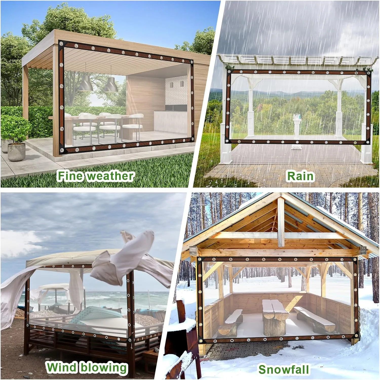 6.6x13ft Clear Waterproof Tarps Heavy Duty Transparent Tarpaulins Clear Vinyl Tarps with Grommet, Outdoor Transparent Cover for Greenhouse, Patio, Porches, Tent, Chicken Coop