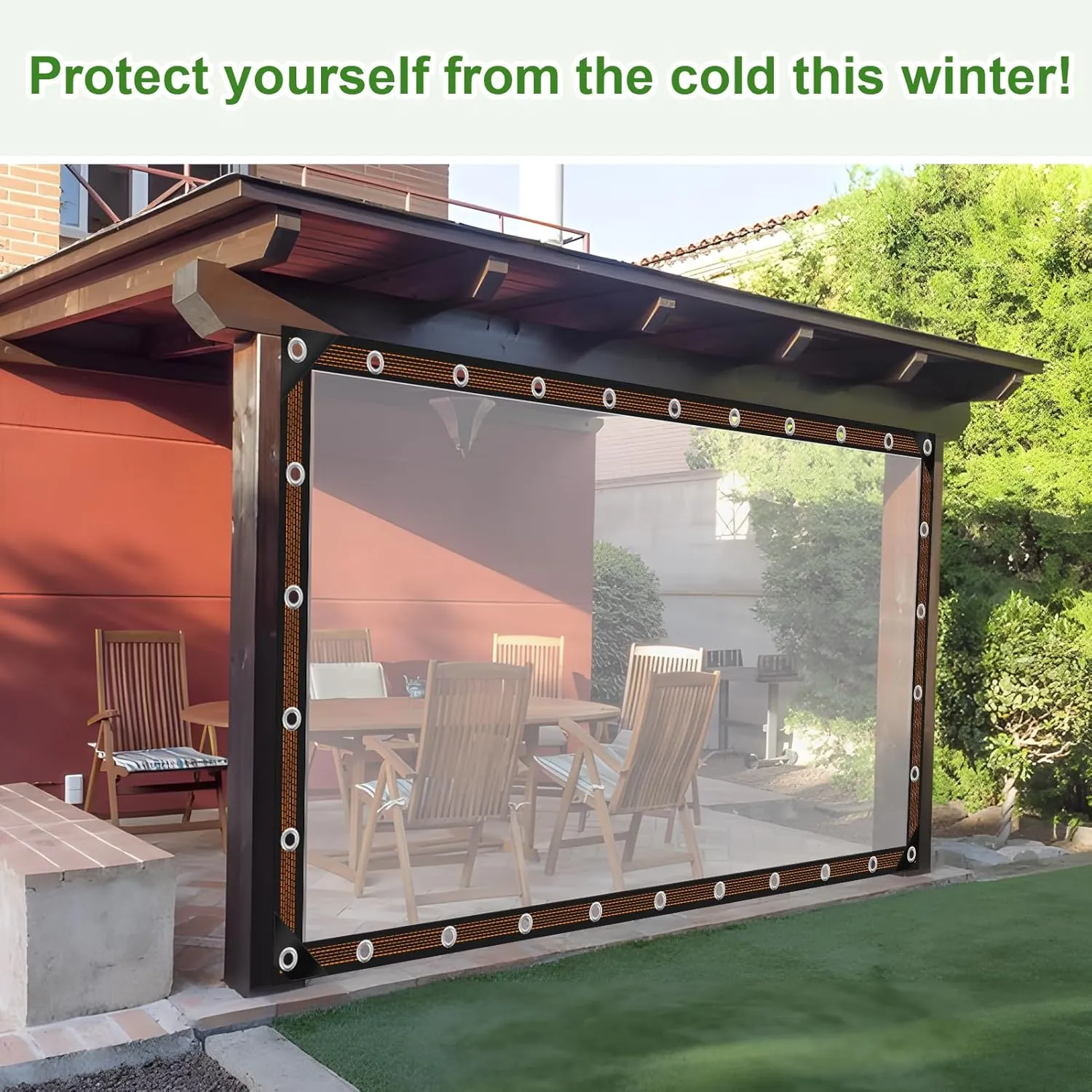 6.6x13ft Clear Waterproof Tarps Heavy Duty Transparent Tarpaulins Clear Vinyl Tarps with Grommet, Outdoor Transparent Cover for Greenhouse, Patio, Porches, Tent, Chicken Coop