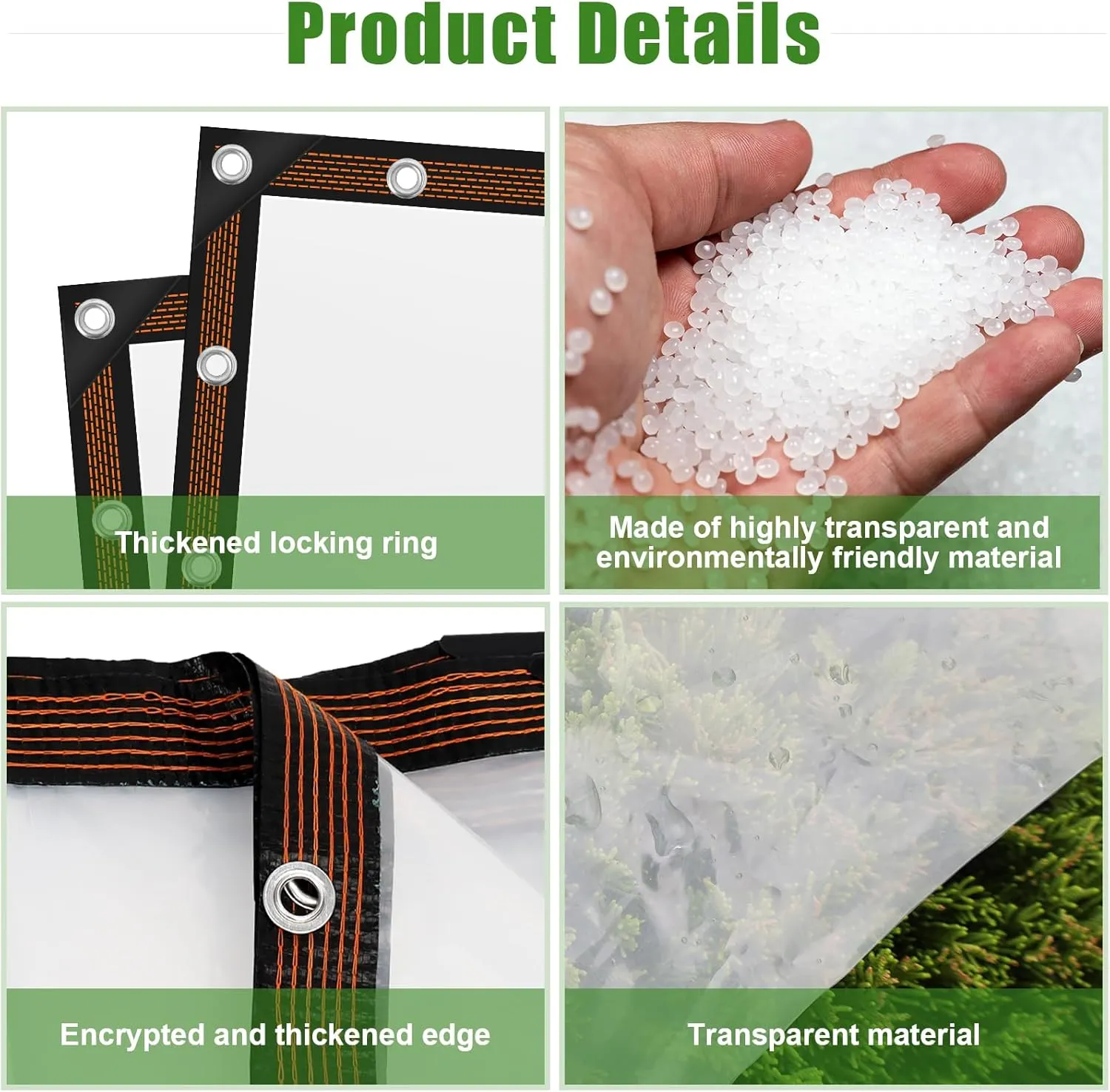 6.6x13ft Clear Waterproof Tarps Heavy Duty Transparent Tarpaulins Clear Vinyl Tarps with Grommet, Outdoor Transparent Cover for Greenhouse, Patio, Porches, Tent, Chicken Coop