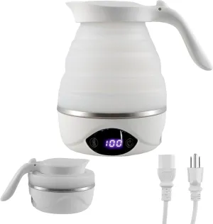 700ml Foldable Electric Kettle with Handle Silicone Electric Kettle Touch Control Travel Kettle with Temperature Display Fast Boiling Electric Water Boiler Portable Foldable Water Kettle for Travel