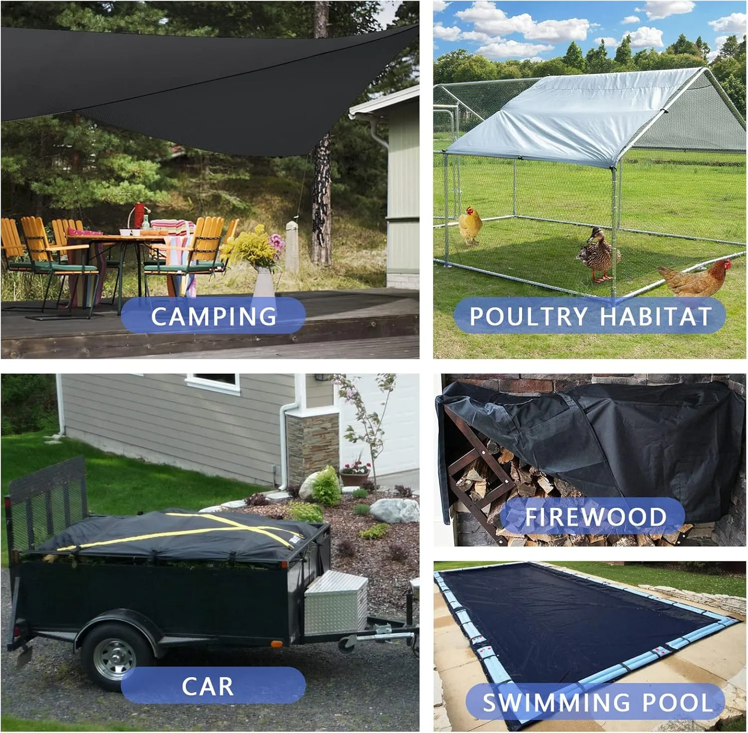 7x9.5Ft Waterproof Canvas Tarp Black，Heavy Duty Multipurpose Oxford Tarpaulin Cover for Canopy Tent, Roof, Boats, Pool, Woodpile, Robust, Rip & Tear Proof, 20mil