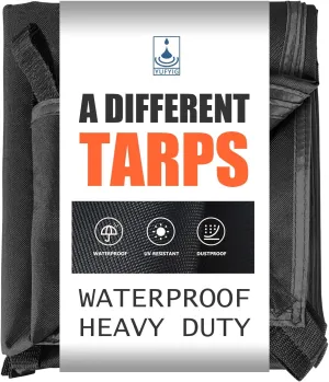 7x9.5Ft Waterproof Canvas Tarp Black，Heavy Duty Multipurpose Oxford Tarpaulin Cover for Canopy Tent, Roof, Boats, Pool, Woodpile, Robust, Rip & Tear Proof, 20mil