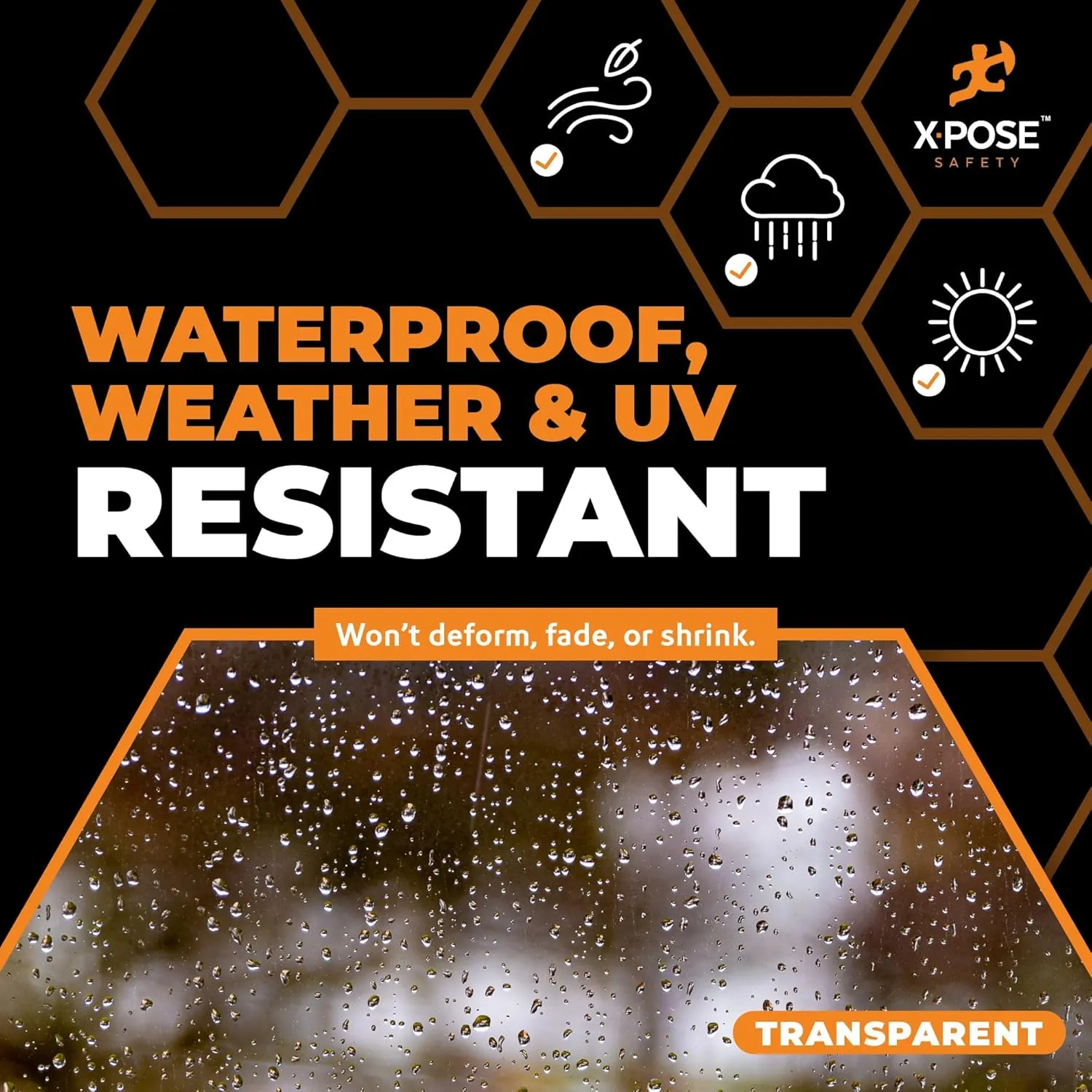 8' x 8' Clear Vinyl Tarp - 30 Mil Super Heavy Duty Transparent Waterproof PVC Tarpaulin with Brass Grommets - for Patio Enclosure, Temporary Wall, Camping, Tent Cover, Canopy - by Xpose Safety