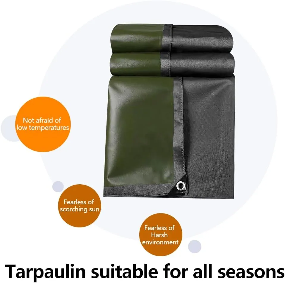 8×9.8 Feet Canvas Tarp, 13 oz - Waterproof & Breathable Heavy Duty Tarp with Reinforced Edge Grommets for Camping Tents,Canopy Tents, Roofs, Patios, Camping, Trucks, Yachts