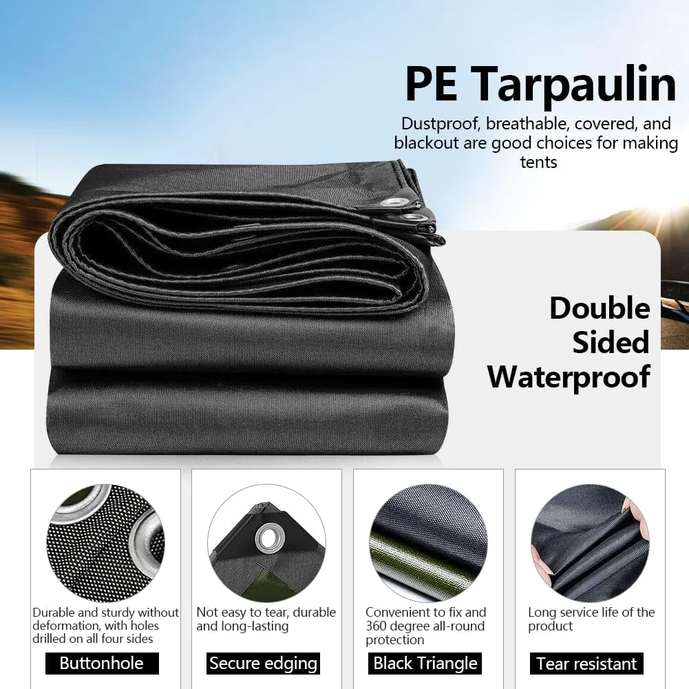 8×9.8 Feet Canvas Tarp, 13 oz - Waterproof & Breathable Heavy Duty Tarp with Reinforced Edge Grommets for Camping Tents,Canopy Tents, Roofs, Patios, Camping, Trucks, Yachts