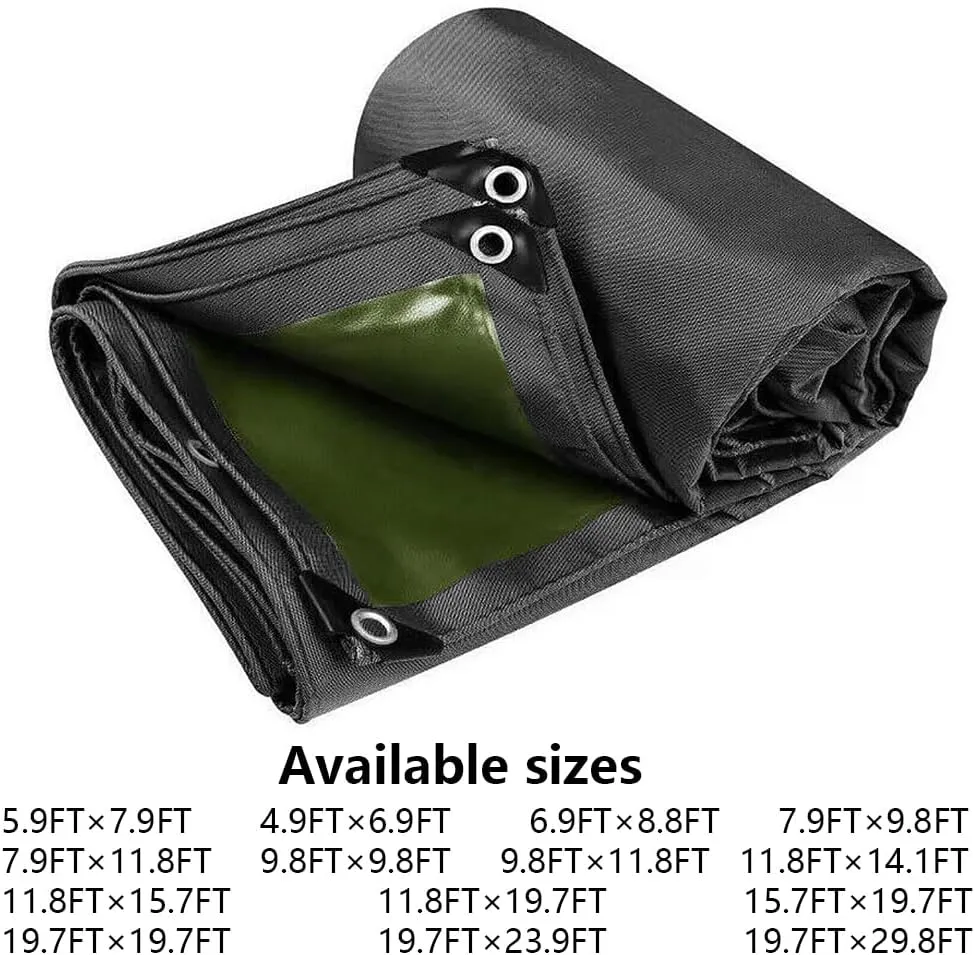 8×9.8 Feet Canvas Tarp, 13 oz - Waterproof & Breathable Heavy Duty Tarp with Reinforced Edge Grommets for Camping Tents,Canopy Tents, Roofs, Patios, Camping, Trucks, Yachts