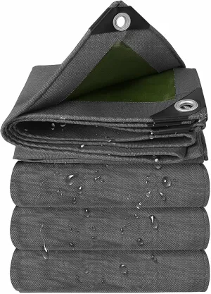 8×9.8 Feet Canvas Tarp, 13 oz - Waterproof & Breathable Heavy Duty Tarp with Reinforced Edge Grommets for Camping Tents,Canopy Tents, Roofs, Patios, Camping, Trucks, Yachts