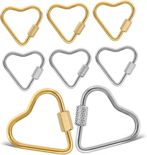 8pcs Heart Shaped Carabiner Lock Keychain Clips Key Holders Lightweight and Portable for Crafting and Accessories