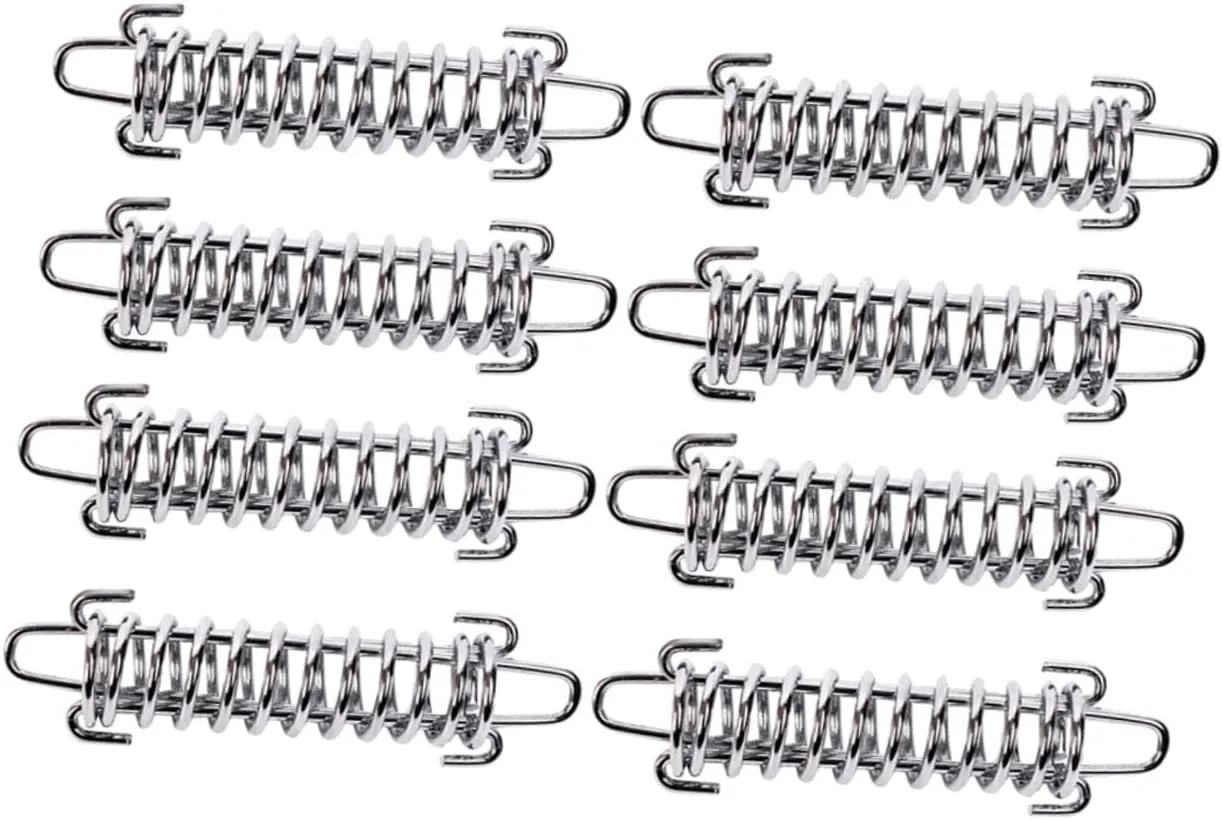 8pcs Rope Buckle Camping Tent Tarp Poles Cords Tent Spring Fastener Tent Pole Shock Cord Inflatable Tent Spikes Fixation Tent Stakes Heavy Light Weight Tent Rope Silver