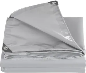 8x10 Ft Tarps Heavy Duty Poly Tarp Cover with Grommets and Tear Resistant, PVC Boat Waterproof Canopy Suitable for Roofing, Patio, Camping, Truck, Yacht, Protective Cover
