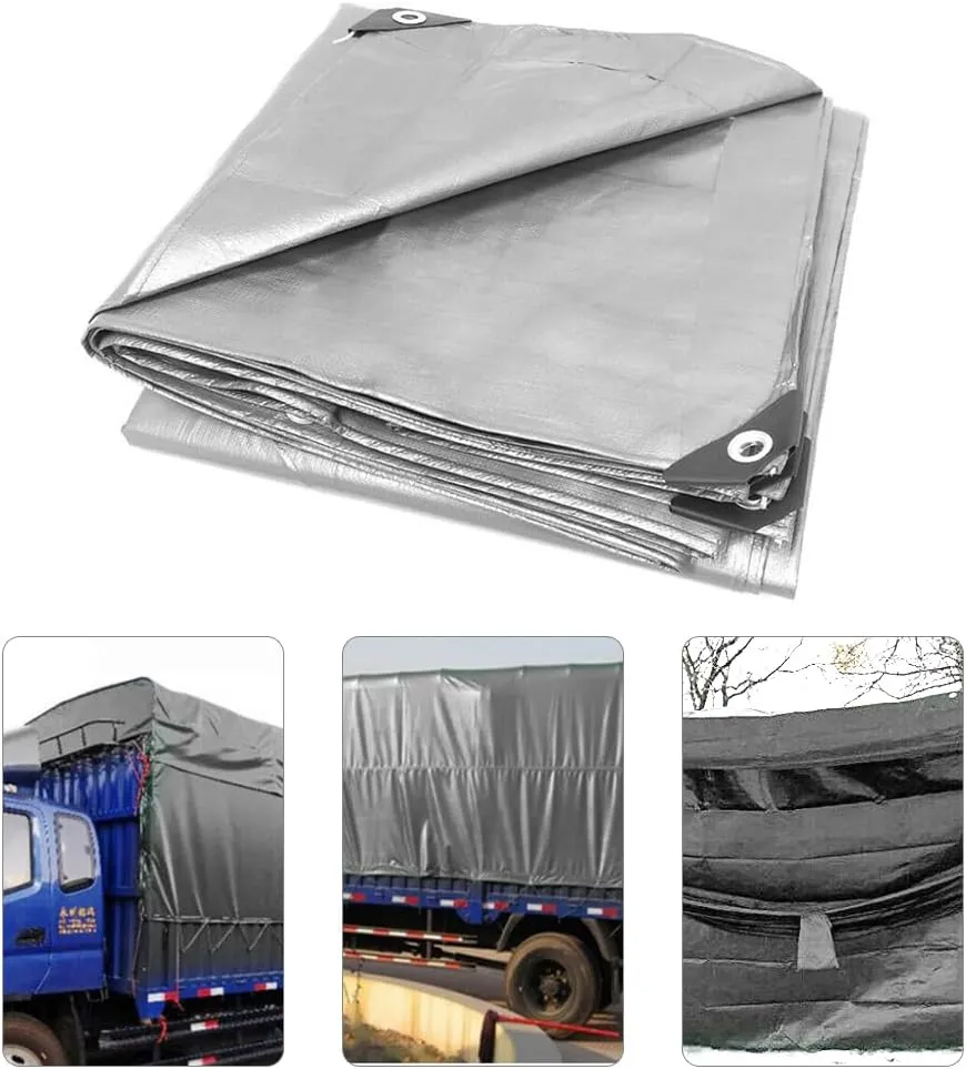 8x10 Ft Tarps Heavy Duty Poly Tarp Cover with Grommets and Tear Resistant, PVC Boat Waterproof Canopy Suitable for Roofing, Patio, Camping, Truck, Yacht, Protective Cover