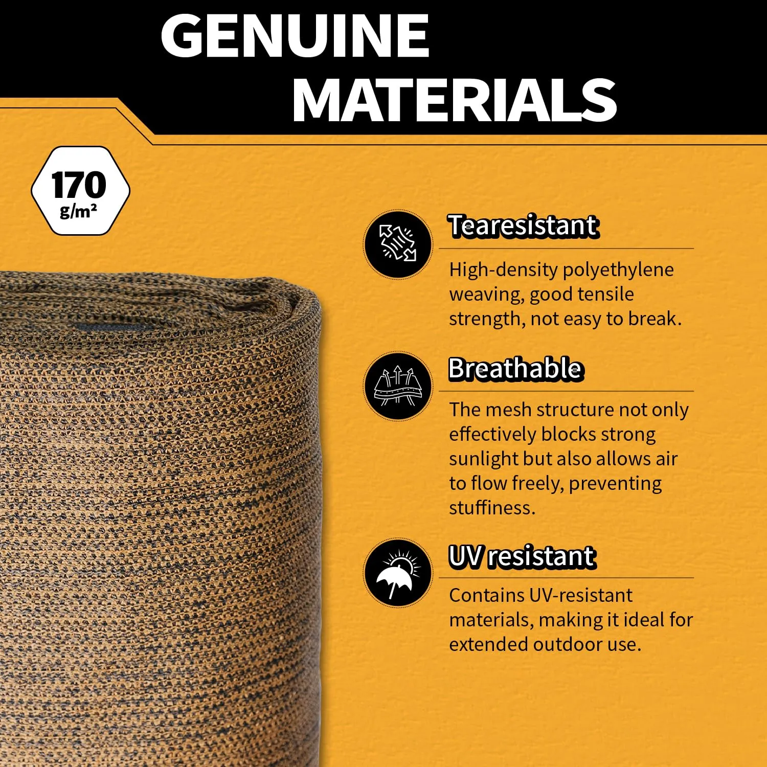 90% Garden Shade Cloth,5' x 15' Heavy Duty Mesh Tarp with Grommets, Garden Privacy Fence Screen, Shade Canopy for Patio, Outdoor Sun Shades for Backyard, Mocha/Black