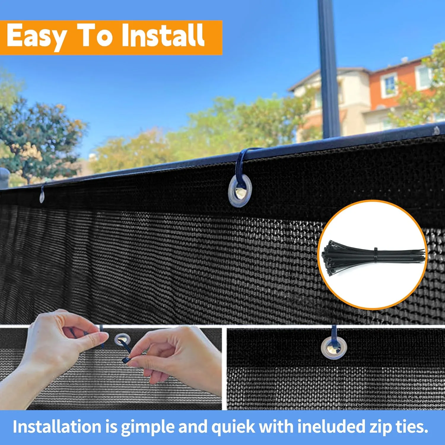 90% Heavy Duty Mesh Tarp with Grommets, 3' x 20' Shade Canopy for Patio, Garden Privacy Fence Screen, Outdoor Sun Shades for Backyard, Black