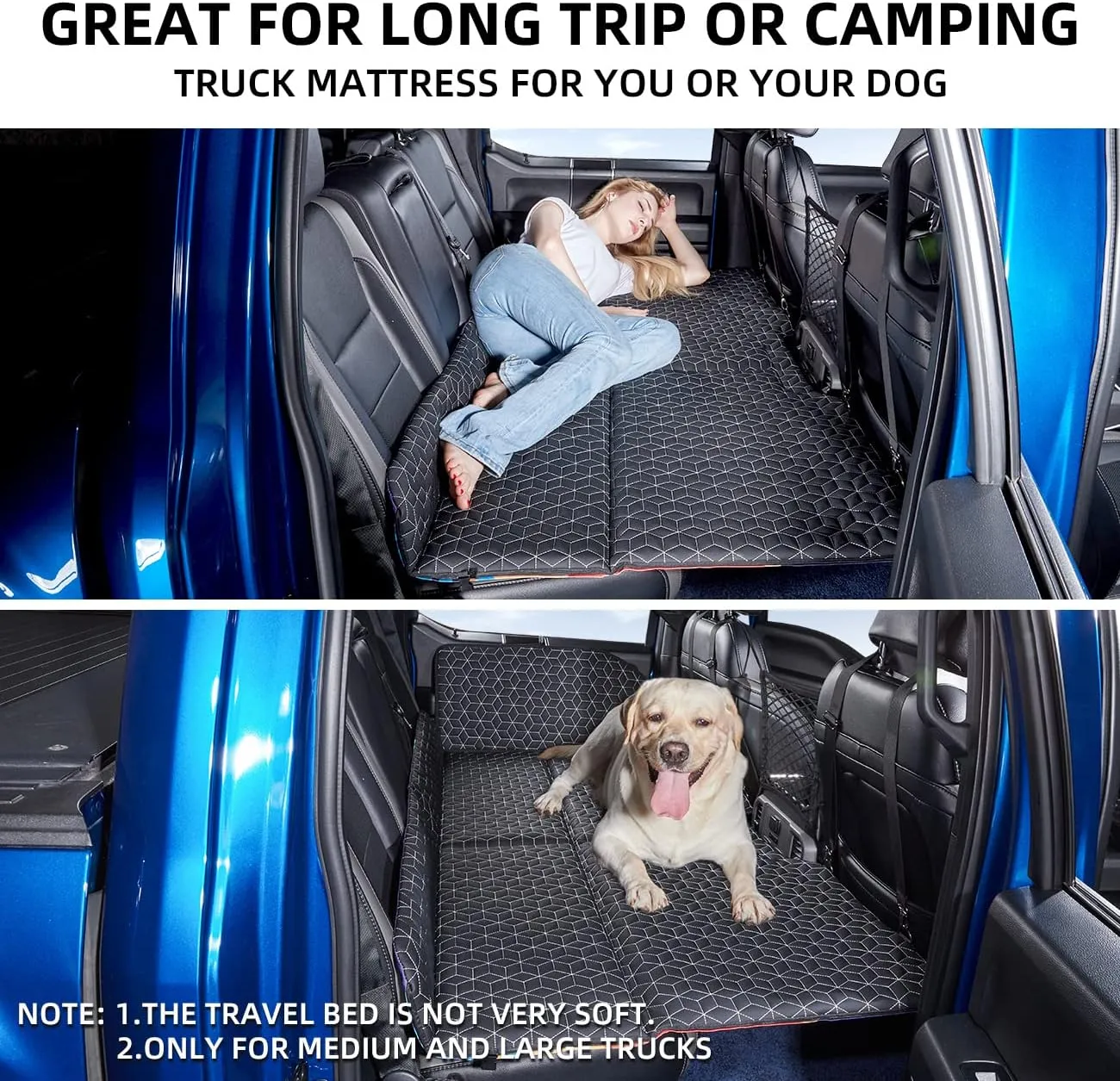 ABE Truck Dog Seat Extender - Non Inflatable Back Seat Mattress, Hammock & Cover for F150/RAM1500/Silverado