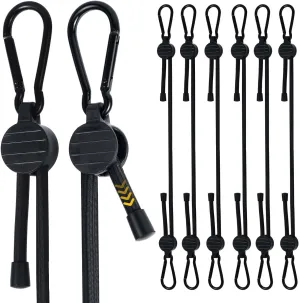 Adjustable Bungee Cords with Hooks, 6 Pack Thick Elastic Straps, Easy to Lengthen and Resecure (7"-48")– Strong, Stretchy Tie Downs with Secure Hooks for Cargo, Camping, Tents, Luggage – All-Weather