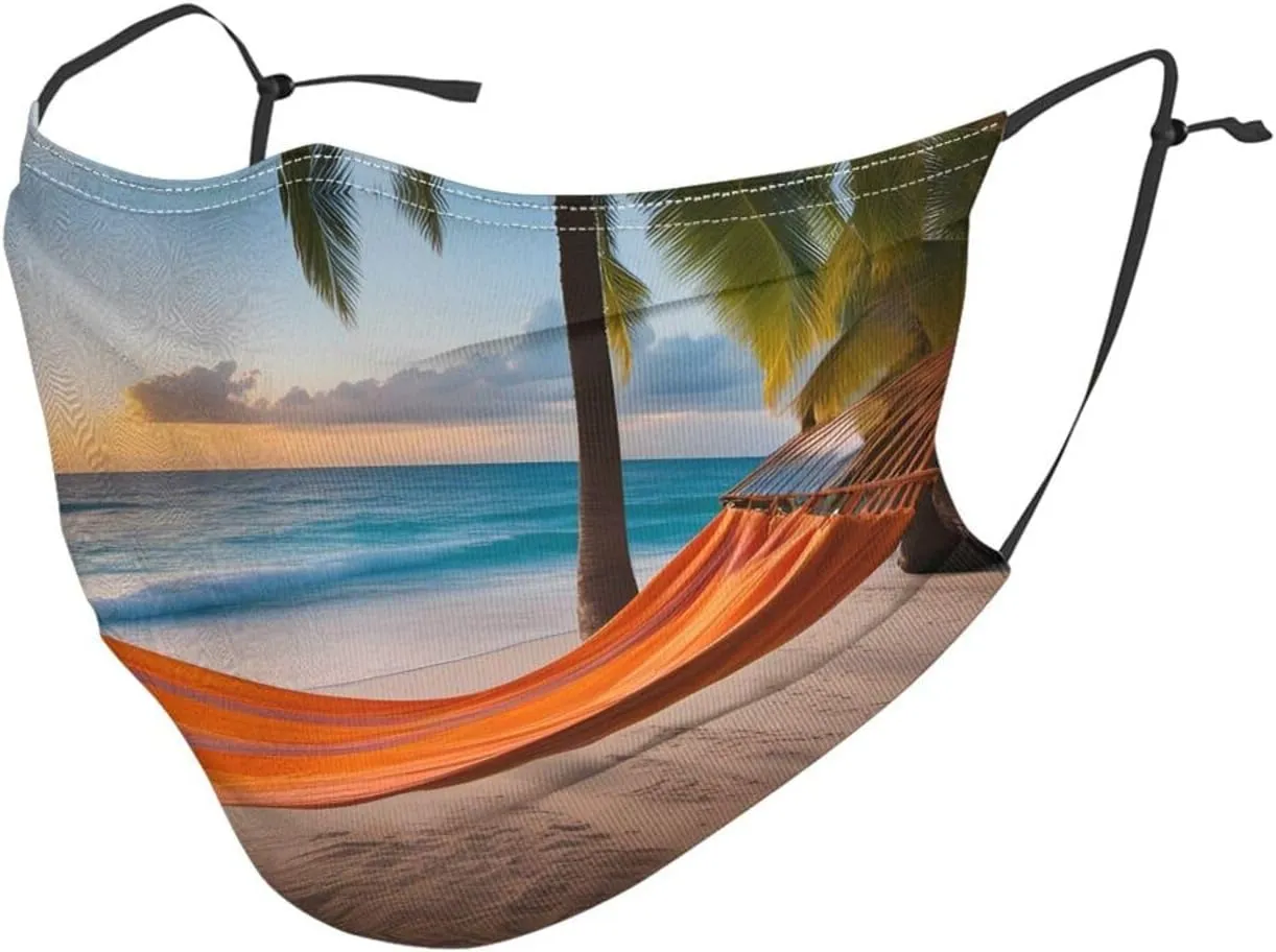 Adult Masks Washable 10 Pcs Soft Breathable Suitable For Camping, Running, Traveling Daily Use Coconut Beach Sunset Hammock Prints