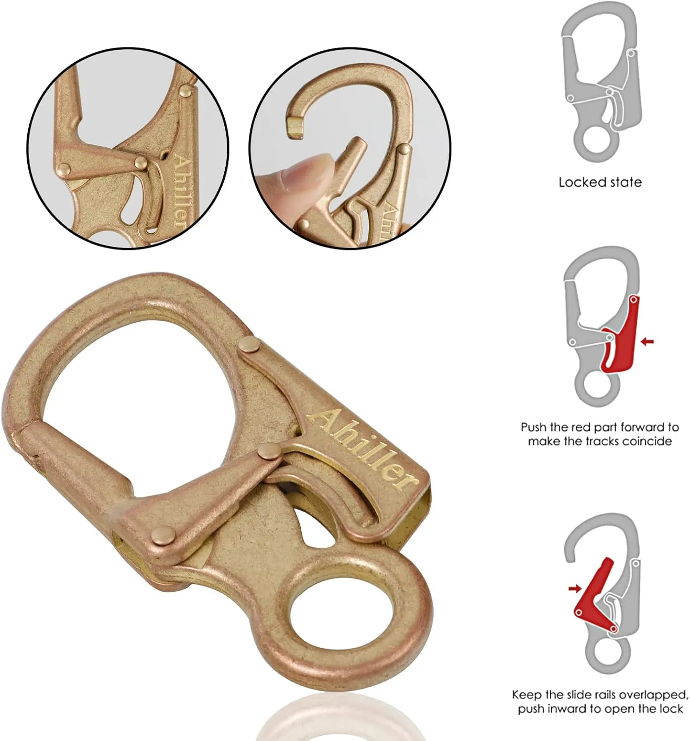 Ahiller Carabiner Clip, Double Anti-Misopening Locking Design, 3" Zinc Alloy Heavy Keychain for Outdoor Camping Hiking, Key Ring Clip