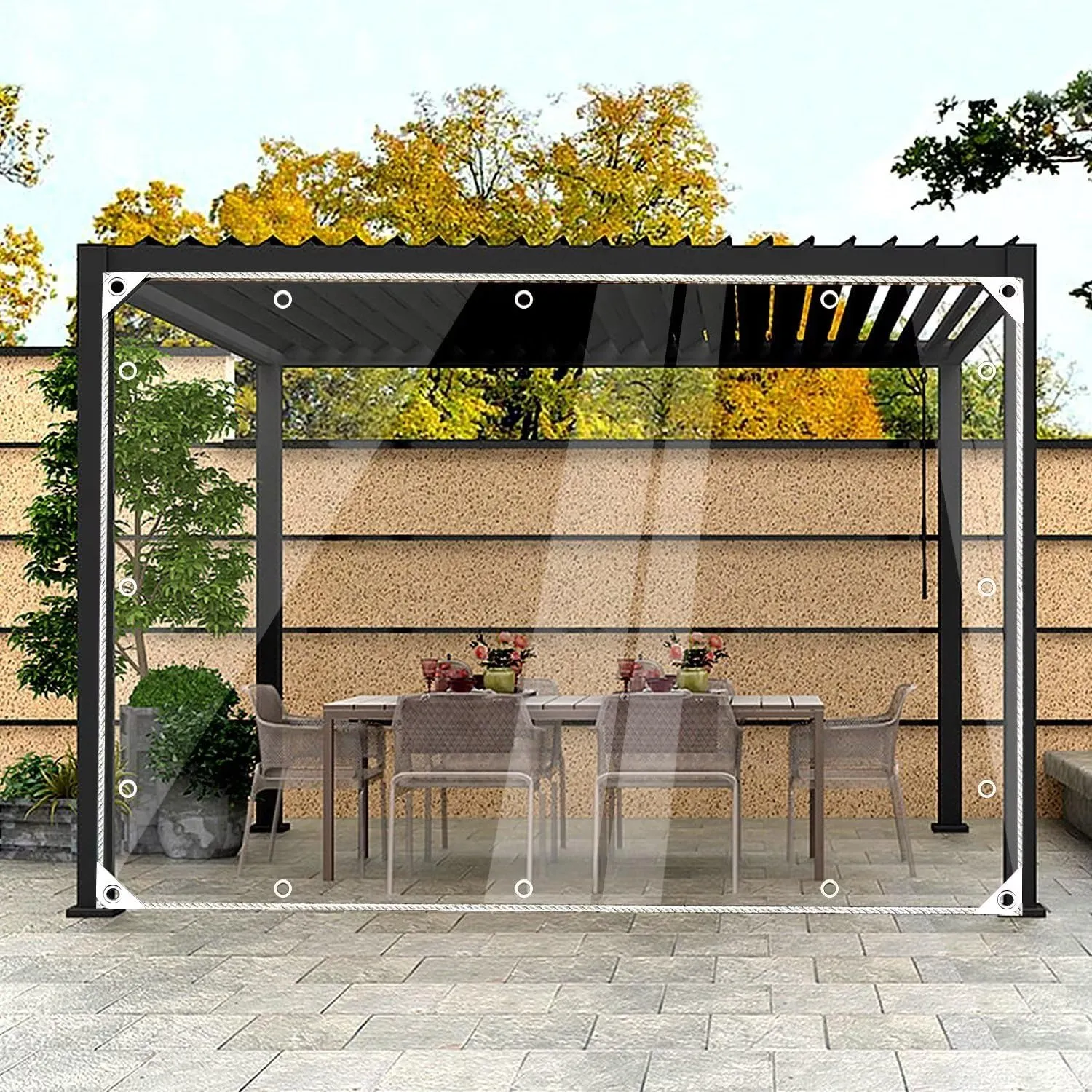 AHWEKR 8' x 20' Clear Vinyl Tarp - 0.35mm Clear PVC Tarp, with Grommets and Tying Rope - Duty Heavy Tear Resistant Cover for Camping, Plants Greenhouse, Cars, Patio and Pavilion