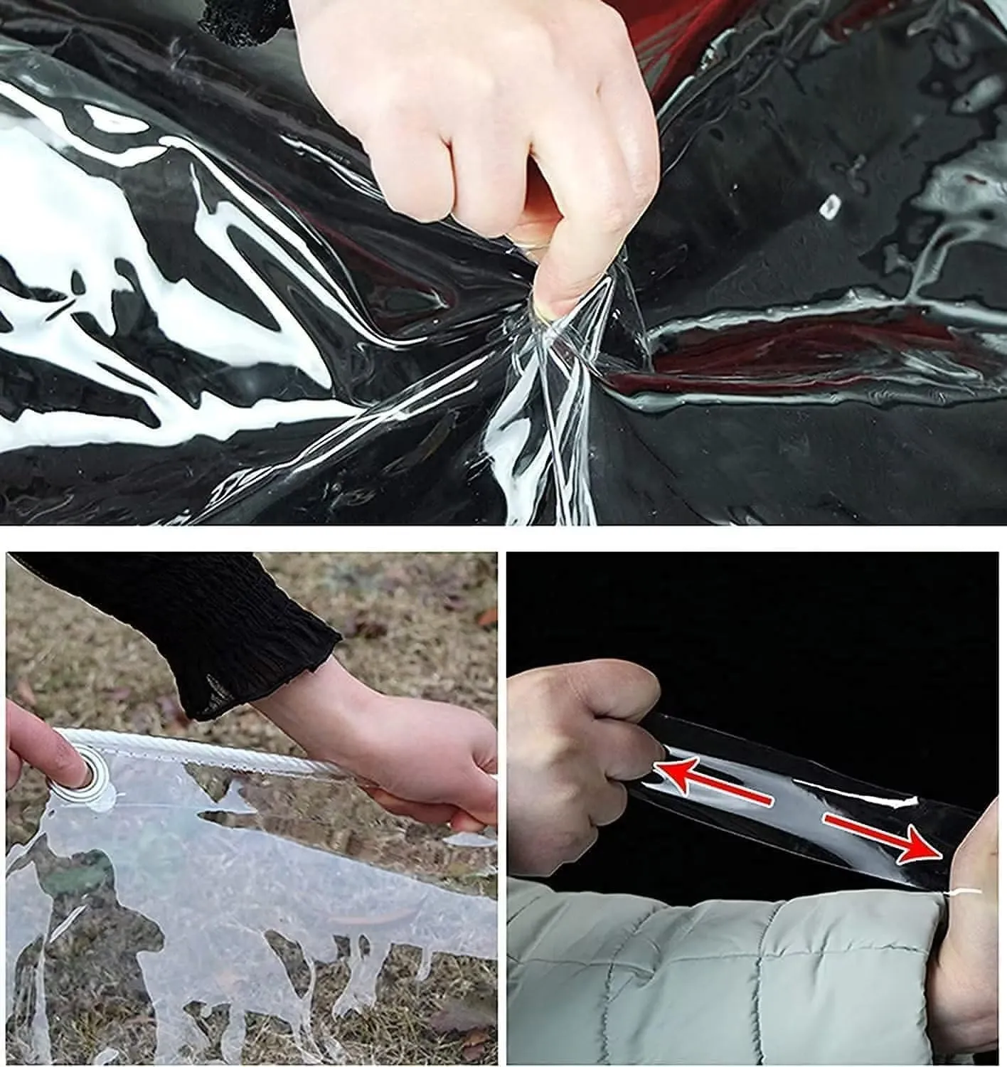 AHWEKR 8' x 20' Clear Vinyl Tarp - 0.35mm Clear PVC Tarp, with Grommets and Tying Rope - Duty Heavy Tear Resistant Cover for Camping, Plants Greenhouse, Cars, Patio and Pavilion