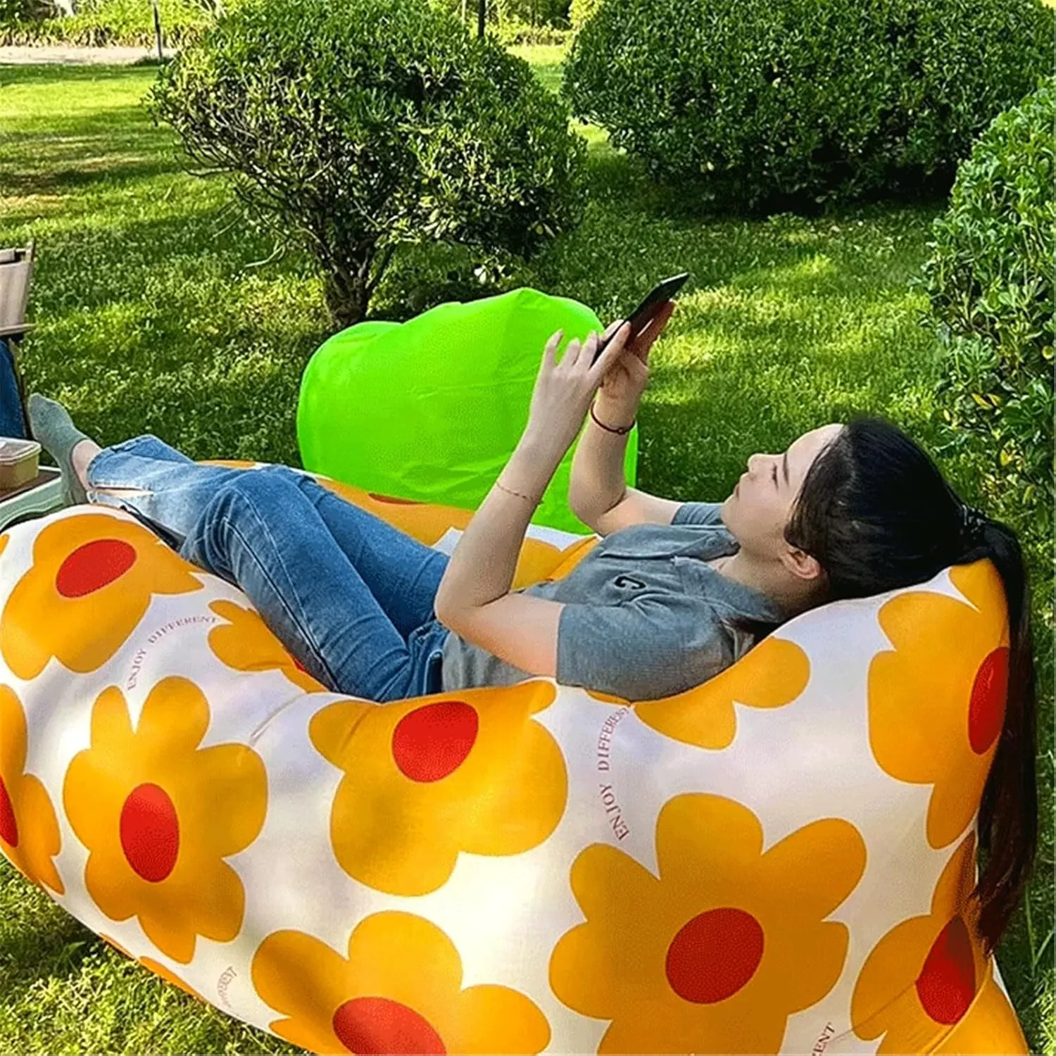 Air Couch Inflatable Lounger Inflatable Sofa Inflatable Lounger Air Sofa Hammock Portable Waterproof Anti-Air Leaking Design Couch for Backyard Lakeside Beach Picnic Camping