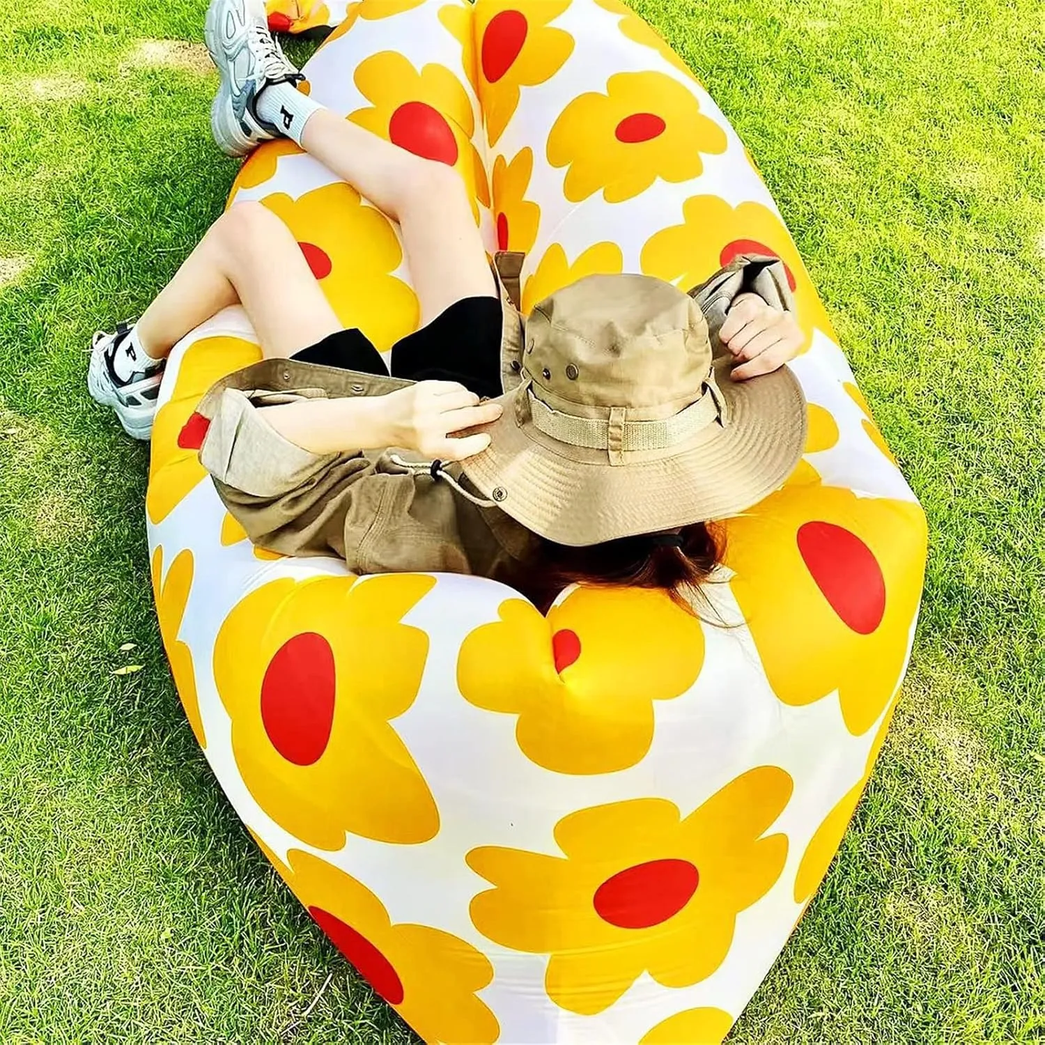 Air Couch Inflatable Lounger Inflatable Sofa Inflatable Lounger Air Sofa Hammock Portable Waterproof Anti-Air Leaking Design Couch for Backyard Lakeside Beach Picnic Camping
