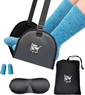 Airplane Foot Hammock with sleepmask and earplugs, Foot Hammock Airplane, Footrest Hammock, Airplane Footrest, Foot Rest Airplane, no Clashing Foot Hammock, Travel Foot Rest Dark Gray