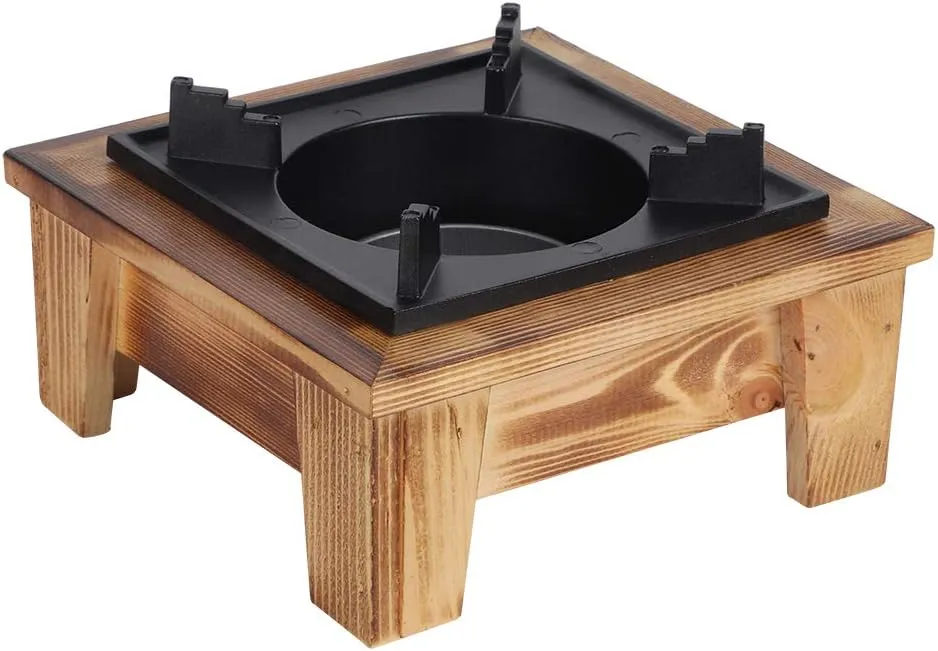 Alcohol Stove, Barbecue Alcohol Oven, Portable Stove Furnace Oven BBQ Grill Cooking Utensil Kitchenware with Wooden Shelf & Alcohol Box for Restaurant, Hotel, Family, Outdoor Picnic