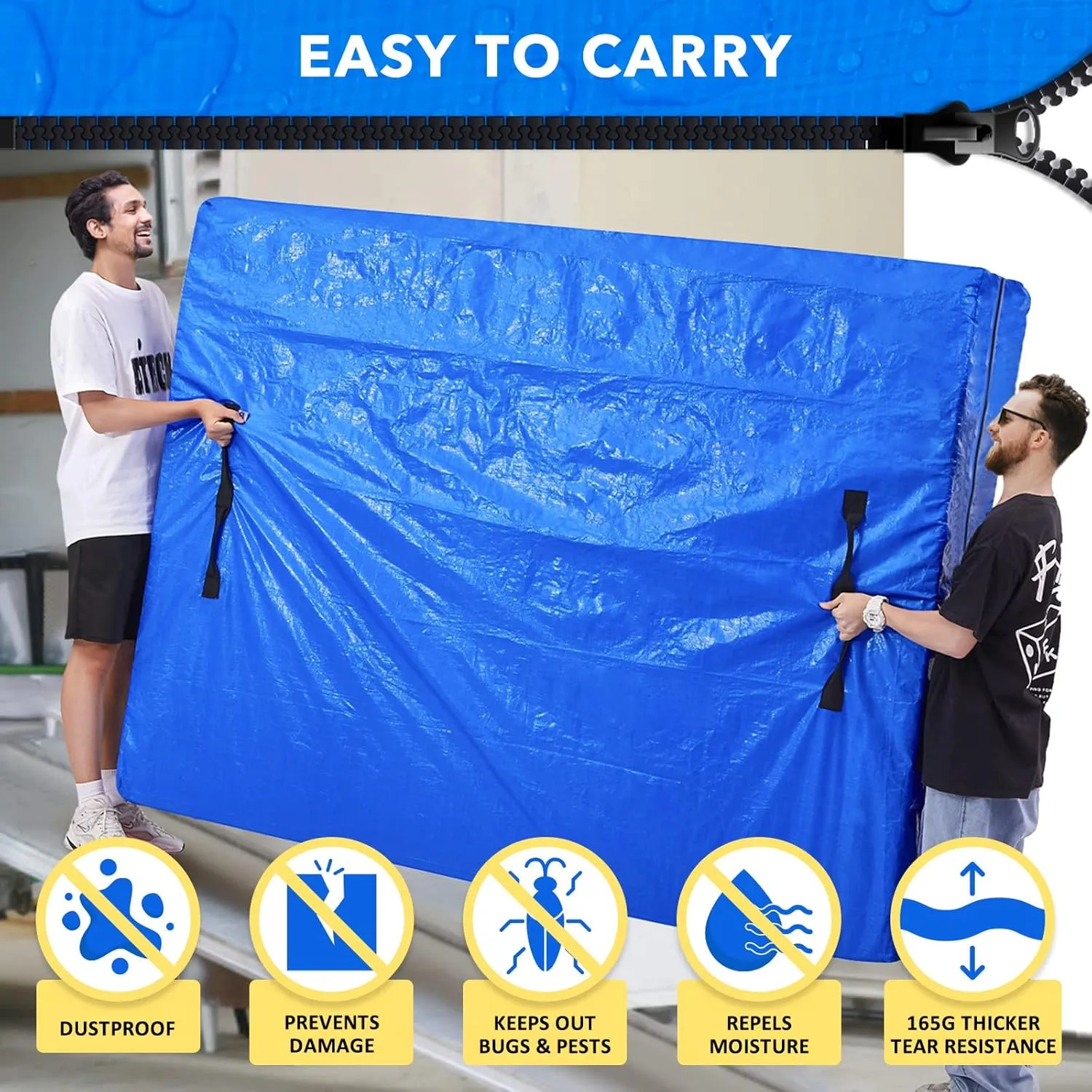 AlexHome Mattress Bag for Moving and Storage,Heavy Duty Tarp Reusable Mattress Storage Bag,Easy Carrier Mattress Moving Cover (Caliking Size)