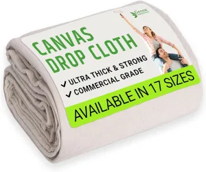 All Purpose Canvas Drop Cloth - Canvas Tarp, Fabric Drop Cloth Curtains, Drop Cloth for Painting, Floor & Furniture Protection, Painters Drop Cloth, Paint Drop Cloth (Canvas Sheet 4x12)