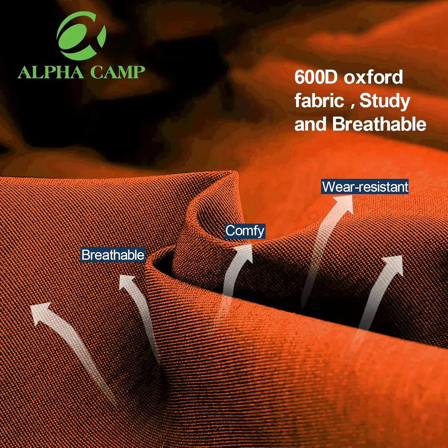 ALPHA CAMP Beach Chair With Cooler Bag Oversized Heavy Duty Steel Frame Support 250 LBS Collapsible Padded Camping Folding Chair with Cup Holder Quad Lumbar Back Chair Portable for Outdoor/Indoor，Camo