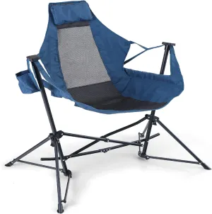 ALPHA CAMP Hammock Camping Chair Folding Rocking Chair with Cup Drink Holder Steel Heavy Duty Portable with High Back Outdoor Oversized Chair for Lawn,Backyard,Picnic,Capacity-350lbs