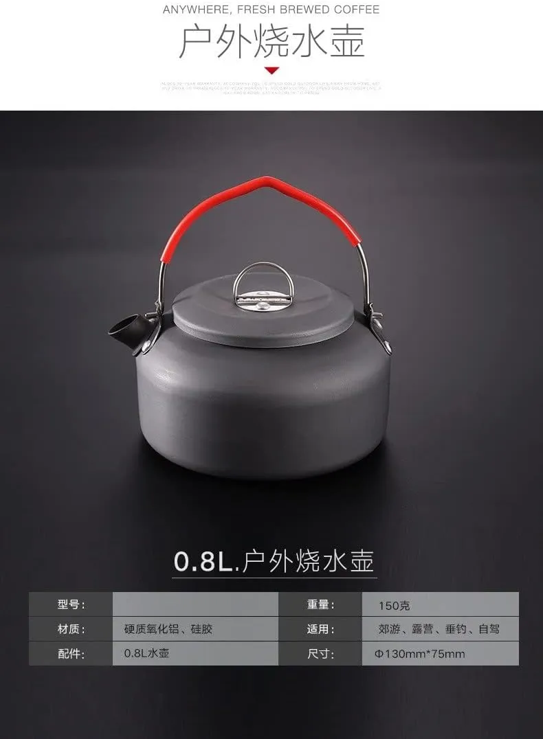 Aluminum Alloy Portable Outdoor Teapot Field Kettle 0.8L