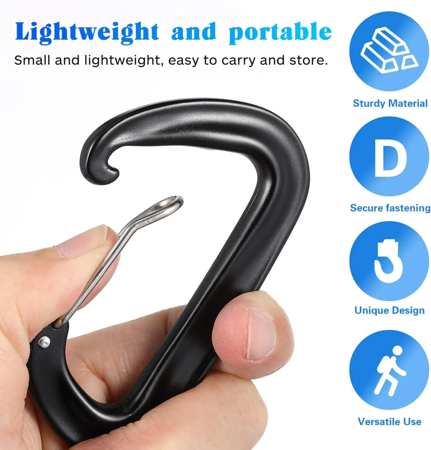 Aluminum Carabiner Clips 12kn Heavy Duty Spring Snap Hook Metal D Ring Carabiner Clips