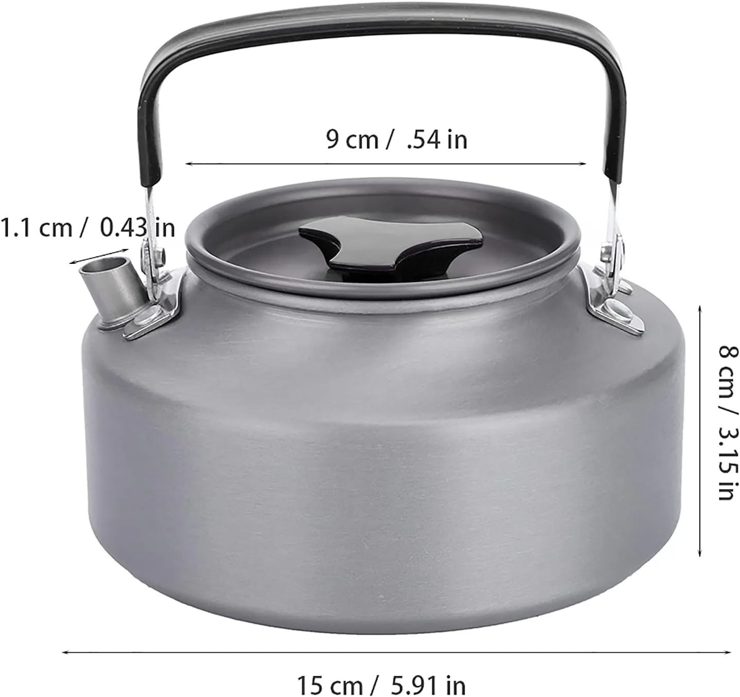 Aluminum Teapot, 1.1L Coffee Tea Pot Kettle Portable Aluminum Water Pot Short Spout Design with Carrying Bag for Camping Hiking Kitchen