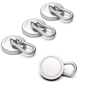 Ant Mag Magnetic Hooks 140LBS Heavy Duty Neodymium Magnet with Swiveling Carabiner Magnet Snap Hook for Indoor/Outdoor Hanging Bag Kitchen Garage Magnet Type Cruise Ship Magnetic Hook (4 Pack)