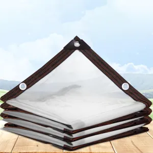 Anti-Aging Insulation PE Tarp Cover Tarpaulin,Dustproof Rainproof Windproof,Clear Tarp with Grommets,Transparent Waterproof Tarpaulin,for Patio Pergola Garden Canopy(3x7 ft (1x2m))