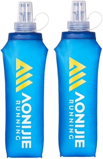 AONIJIE 2Pcs Collapsible Water Bottles, BPA-Free Soft Flask for Hydration Pack Foldable Easy to Carry (2 * 500ml bottle)