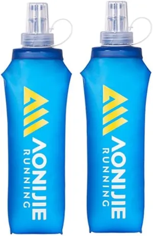 AONIJIE 2Pcs Collapsible Water Bottles, BPA-Free Soft Flask for Hydration Pack Foldable Easy to Carry (2 * 500ml bottle)