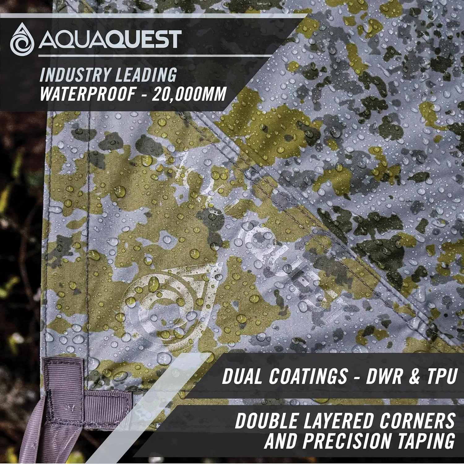 AquaQuest Defender Camping Tarp - Heavy Duty Tent Shelter or Rain Fly - Waterproof Camping Essentials for Hiking, Bushcraft & Hammock