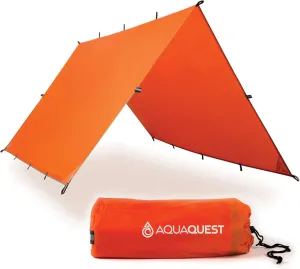 AquaQuest Survivor High Visibility Tarp - Portable Safety Shelter or Emergency Rain Fly - Disaster Preparedness Must Haves for Hiking, Backpacking & Expedition, 15 x 15 ft