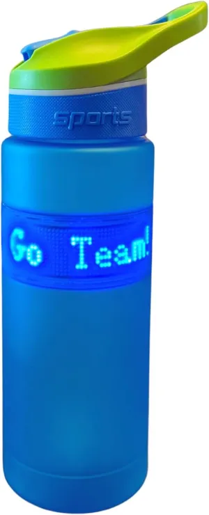 ARCTIC GLOW Customizable LED Screen Water Bottle 27 oz | BPA Free | Locking Straw | Bluetooth | Fun for Kids, Parties, Birthdays, Camping/Hikes, Corporate Events, Sports (Blue w/Blue LED letters)