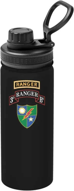 Army 3rd Ranger Battalion Stainless Steel Insulated Water Bottle: 18oz, Leak-Proof, Hot & Cold, Eco-Friendly
