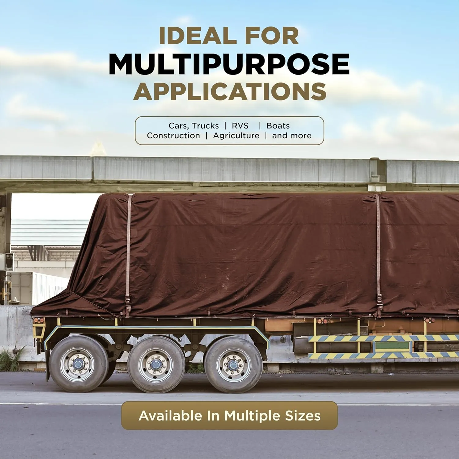 ATERET 12' x 25' Super Heavy Duty 16 Mil Brown Poly Tarp Cover - UV Resistant, Thick Waterproof, Rip and Tear Proof Tarpaulin with Grommets and Reinforced Edges