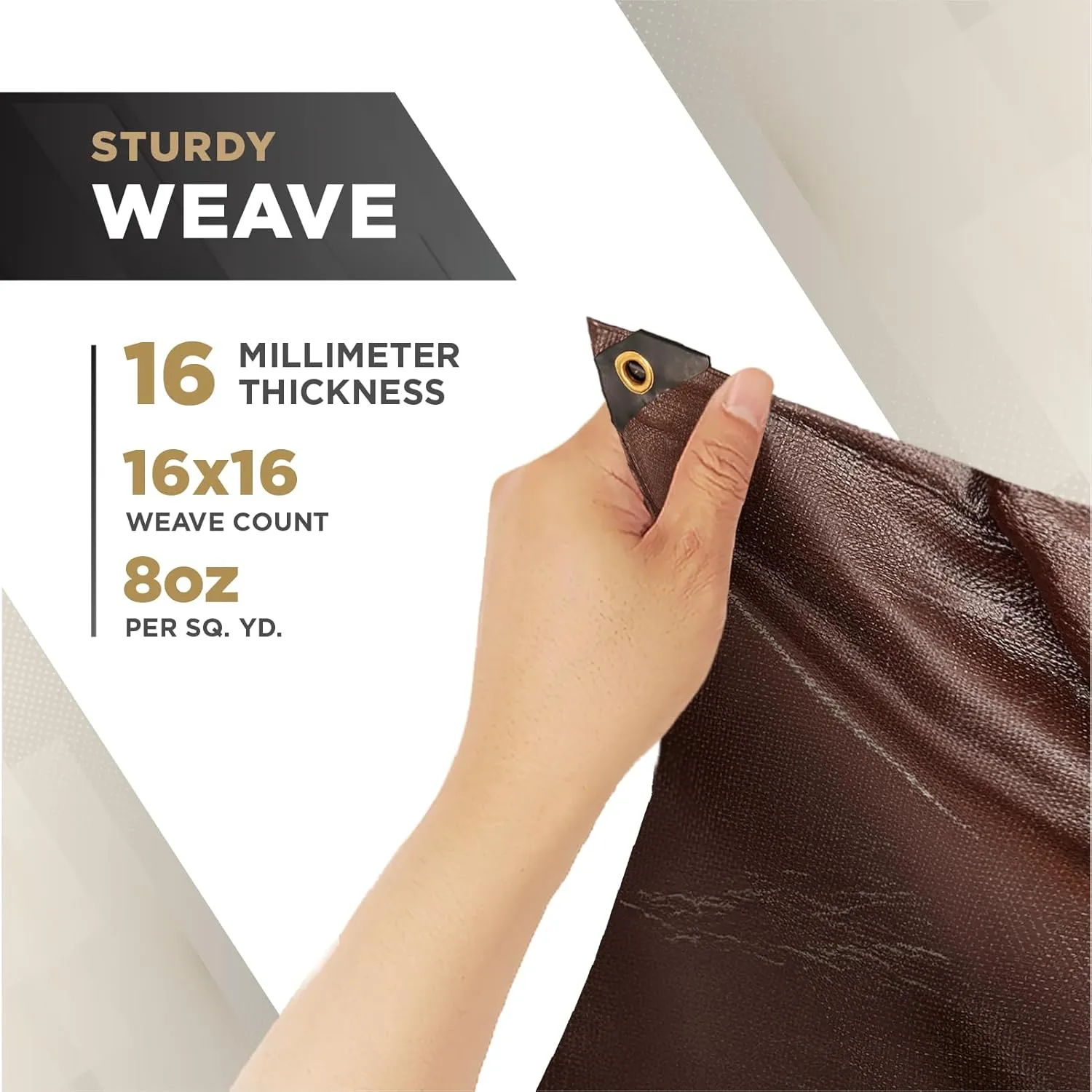 ATERET 12' x 25' Super Heavy Duty 16 Mil Brown Poly Tarp Cover - UV Resistant, Thick Waterproof, Rip and Tear Proof Tarpaulin with Grommets and Reinforced Edges